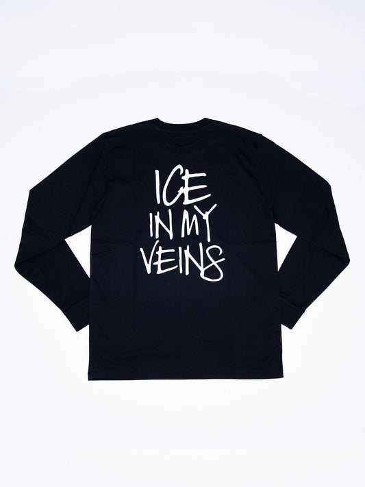 ICE IN MY VEINS LONG SLEEVED T-SHIRT BLACK